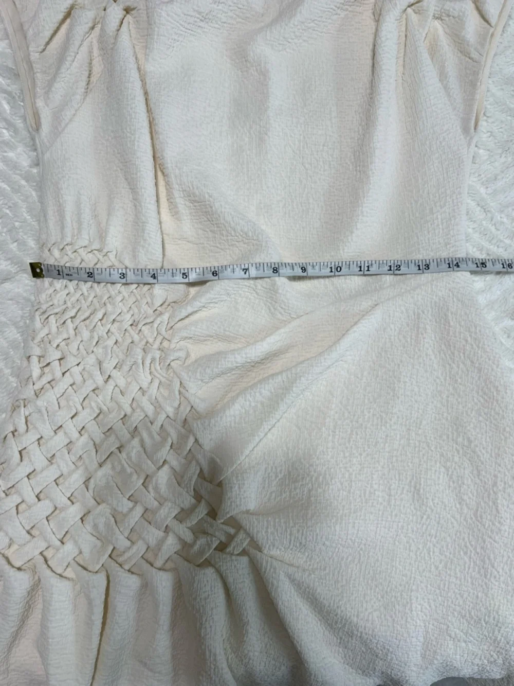 3.1 Phillip Lim Ivory Textured Smocked Dress Size 8 Silk Lined Designer Mini